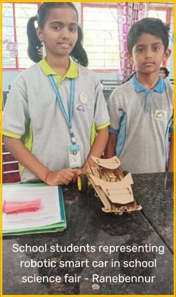 kids with havi robotic car in school science fair